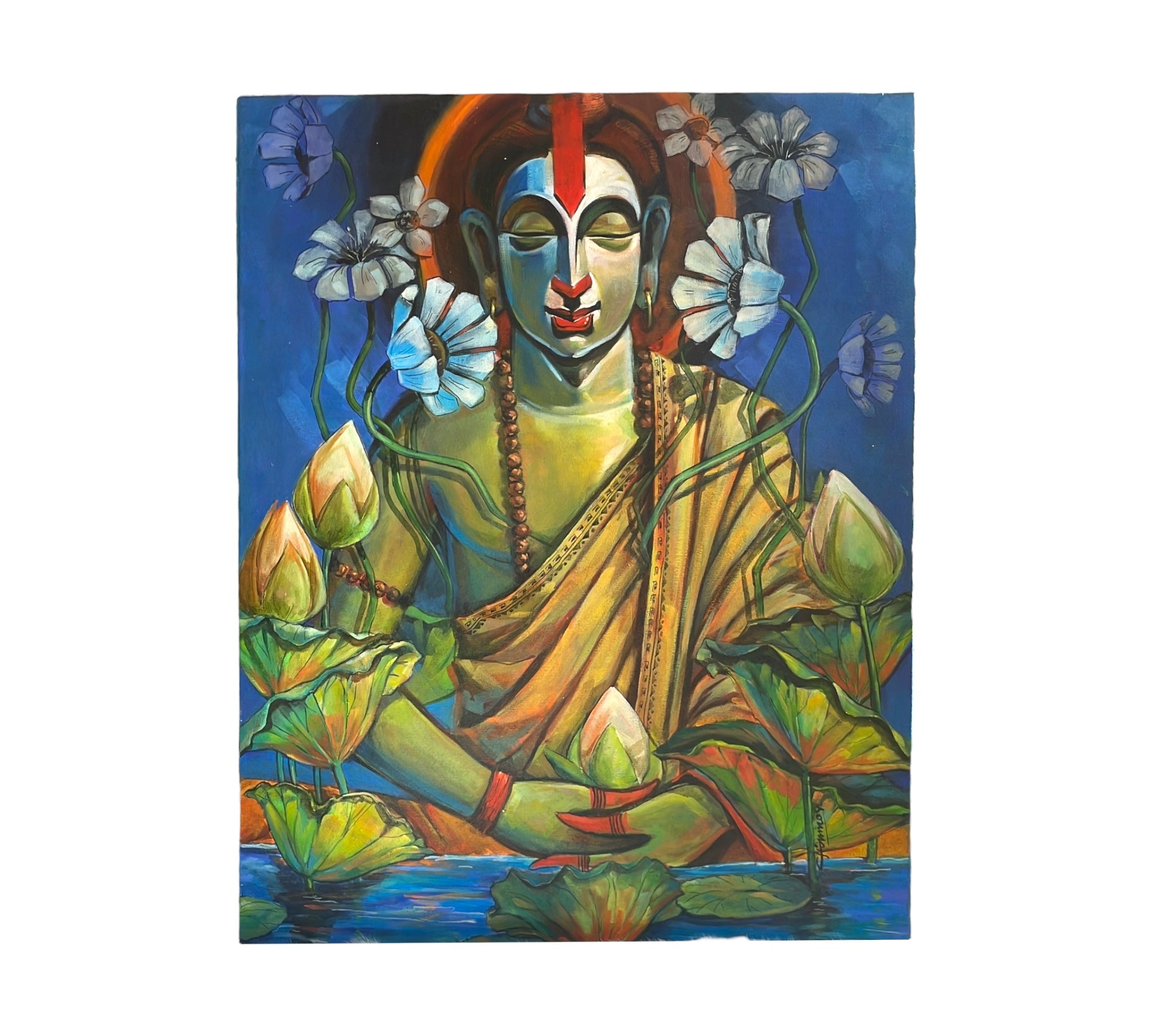 Tranquil Reflections: Buddha in Blue