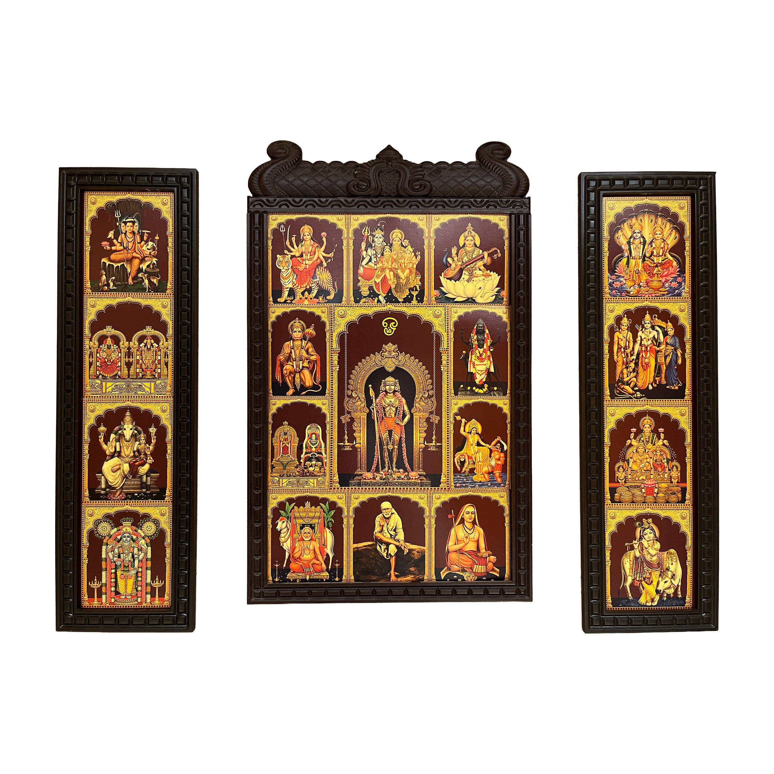 19 Gods Gold Leaf Wall Art | Premium Pooja Room Frame | Estudio
