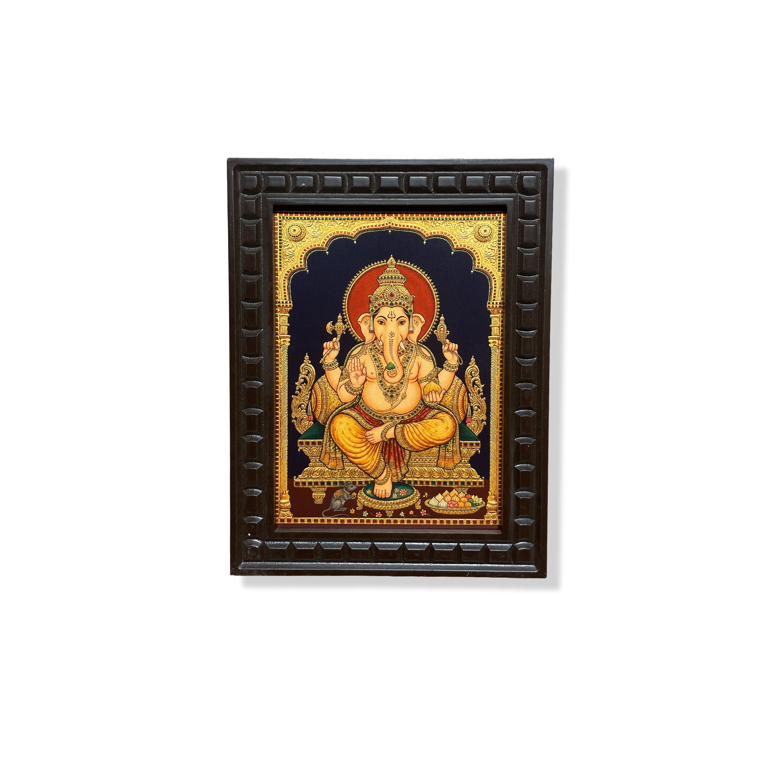 Lord Ganesha Gold Leaf Art | Premium Engineered Wooden Frame