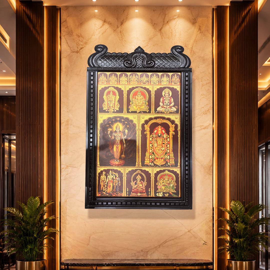 Divine 17 Gods Temple Wall Frame - Spiritual Wall Art for Home & Pooja Room