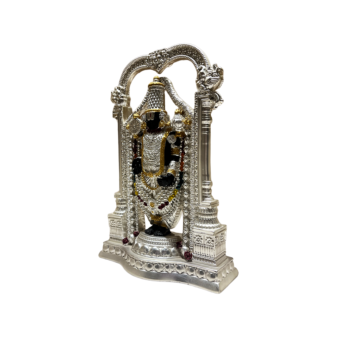 Balaji Idol for Home | Tirupati Balaji Statue | Sri Venkateswara Murti for Pooja Room | Silver Finish Divine Decor