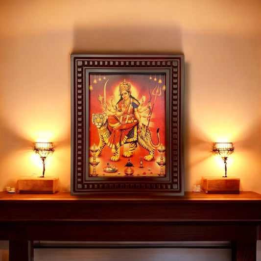 Durga Devi -2 Gold Leafed Art with Wooden Frames