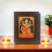 Durga Devi Gold Leafed Art With Wooden Frame