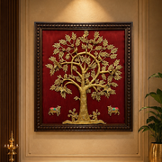 Kalpavriksha Brass Wall Art with Pair Kamadhenu's | Luxury Home Décor by Estudio