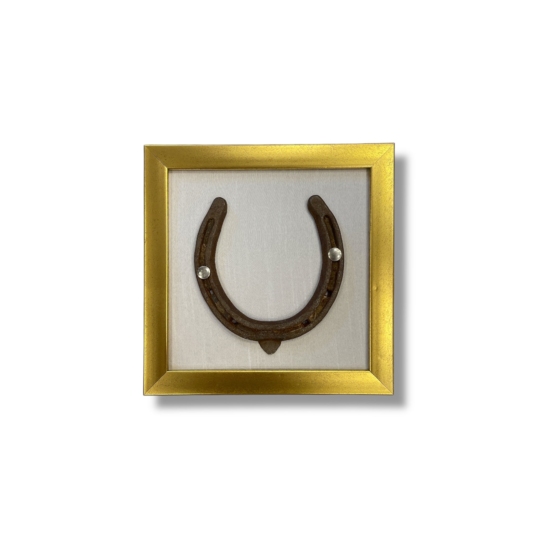 Good luck Antique horse shoe with white silk background