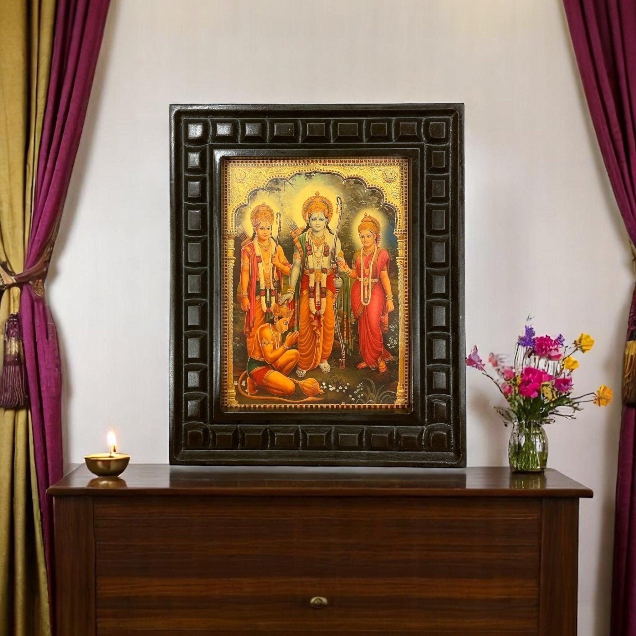 Ram Parivar- 2 Gold leafed artwork in wooden frame