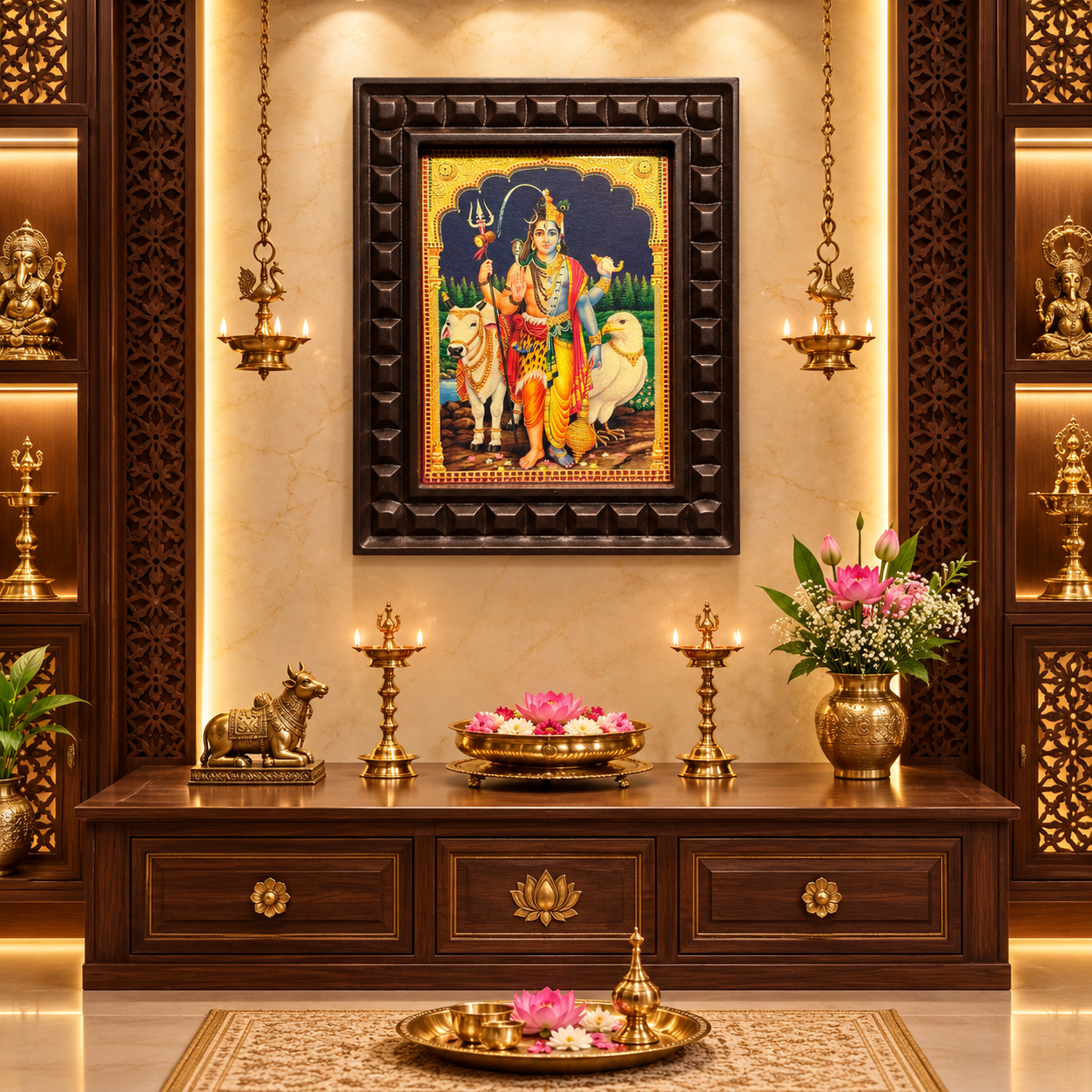 Ardhanarishvara Gold Leaf Art |   Engineered Wooden Frame Wall Art