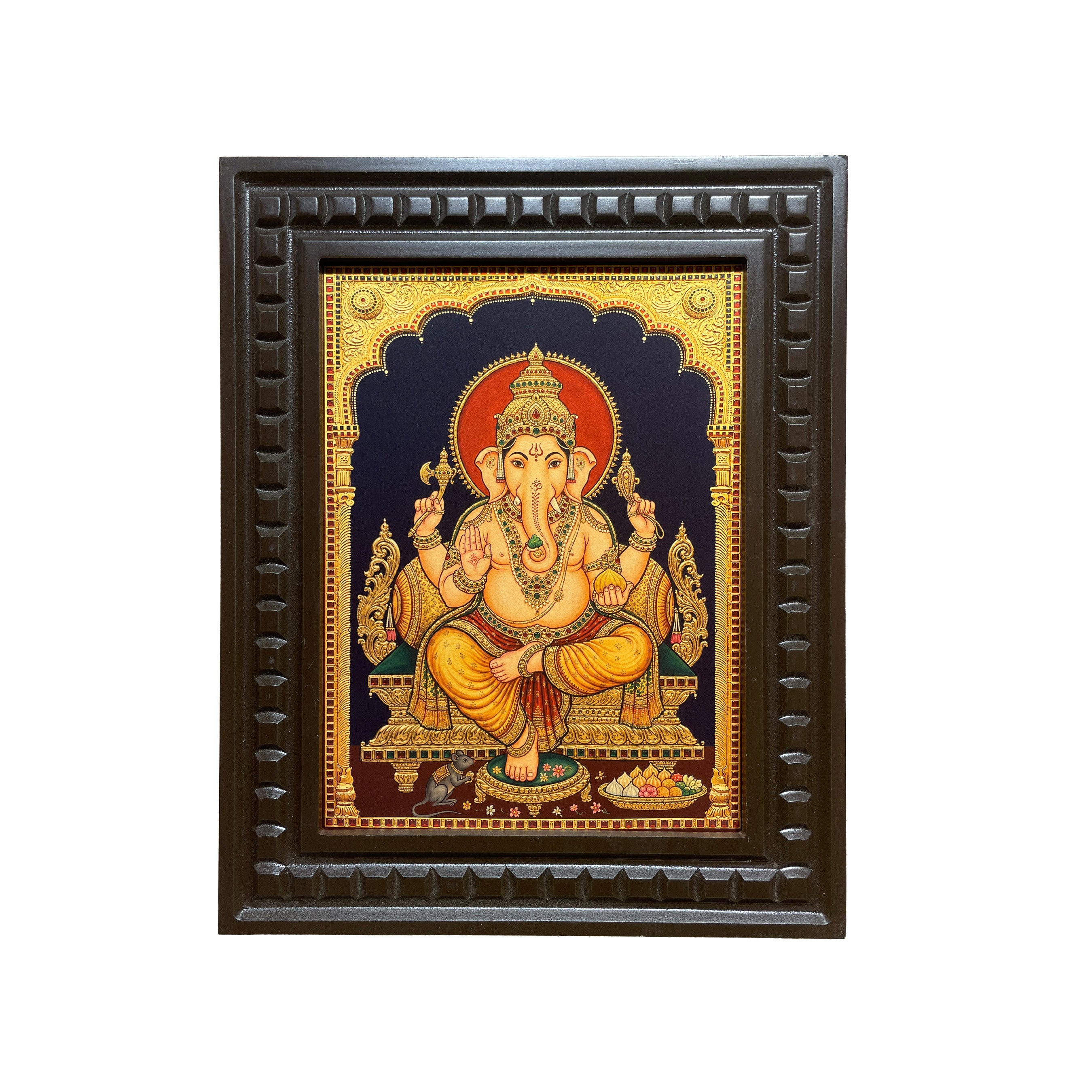 Lord Ganesha Gold Leaf Art | Premium Engineered Wooden Frame