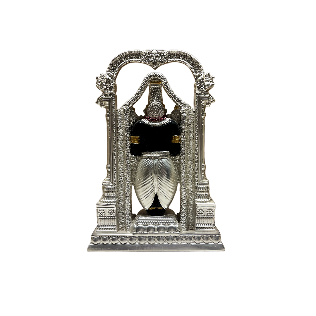Balaji Idol for Home | Tirupati Balaji Statue | Sri Venkateswara Murti for Pooja Room | Silver Finish Divine Decor