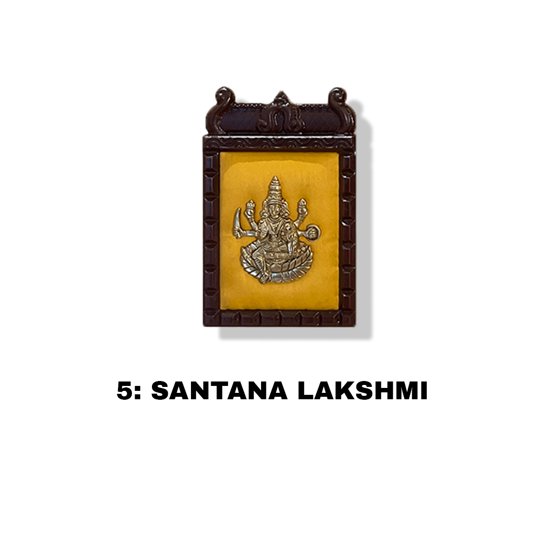 Ashtalakshmi Brass Wall Art with Golden Silk Backdrop – Sacred Décor for Homes &amp; Workspaces