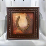 Good Luck Horseshoe with Abstract Painting Backdrop, Framed in Waterproof Engineered