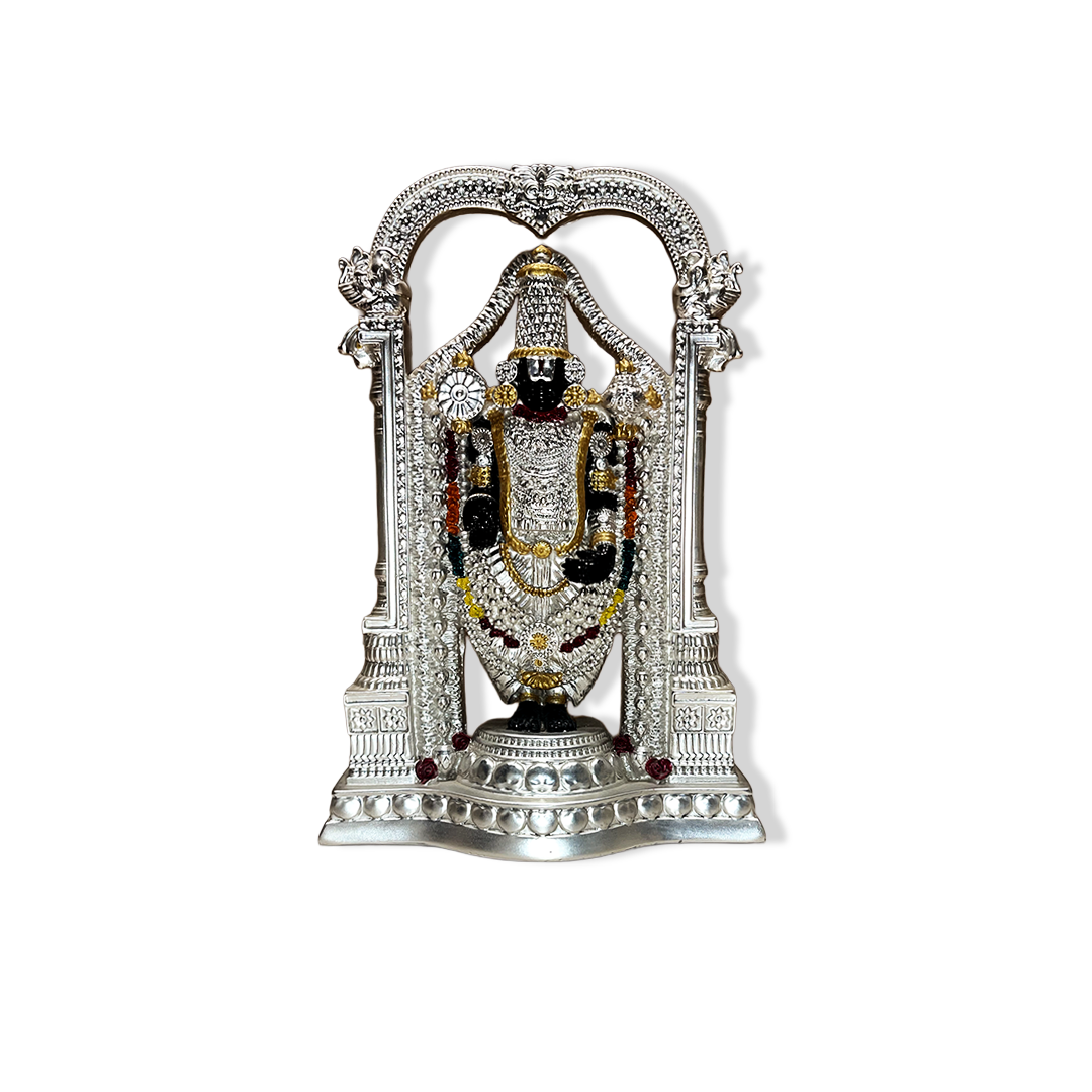 Balaji Idol for Home | Tirupati Balaji Statue | Sri Venkateswara Murti for Pooja Room | Silver Finish Divine Decor