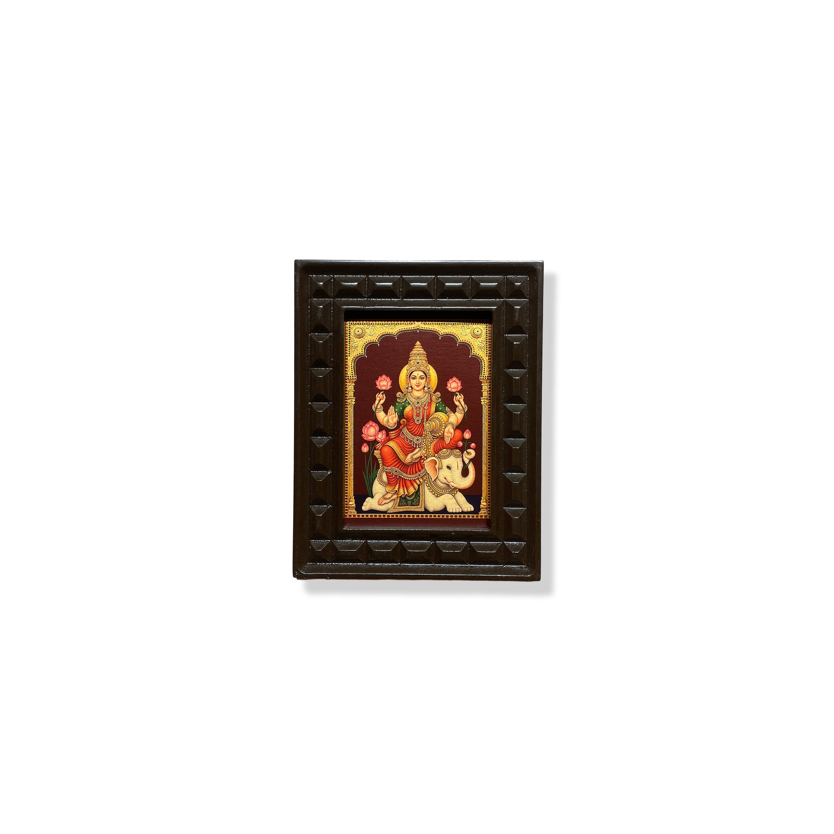 Lakshmi with Cow Gold Leaf Artwork | Engineered Wooden Frame