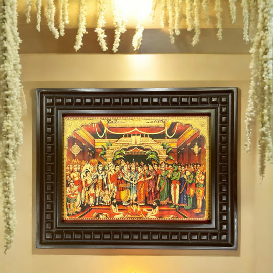 Srinivasa Kalyanam Gold foiled artwork in wooden frame