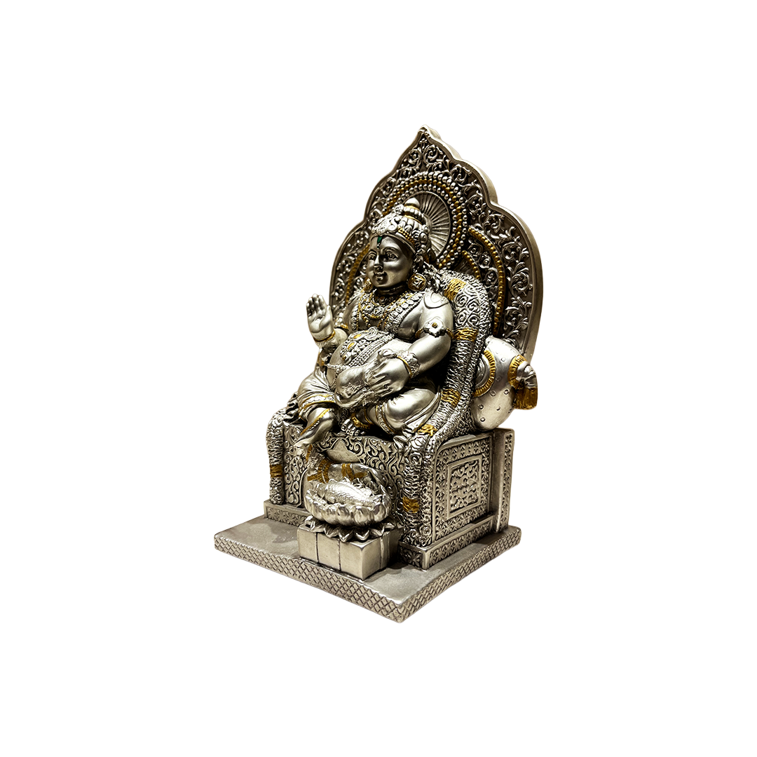 Kubera Swamy Silver Finish Idol – Vastu Wealth God Statue for Home & Office