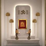 Durga Ma Pooja room photo on gold leaf with gold frame