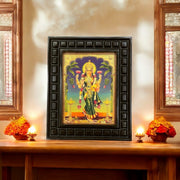 Griha Lakshmi Gold Leafed artwork in wooden frame.