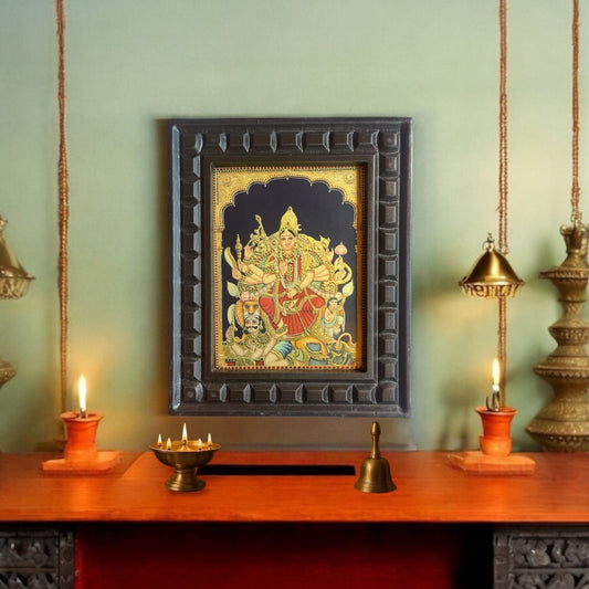 Chamundeshwari Gold foiled artwork in wooden frame