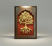 Brass Kalpavriksha with wine red in wooden frame