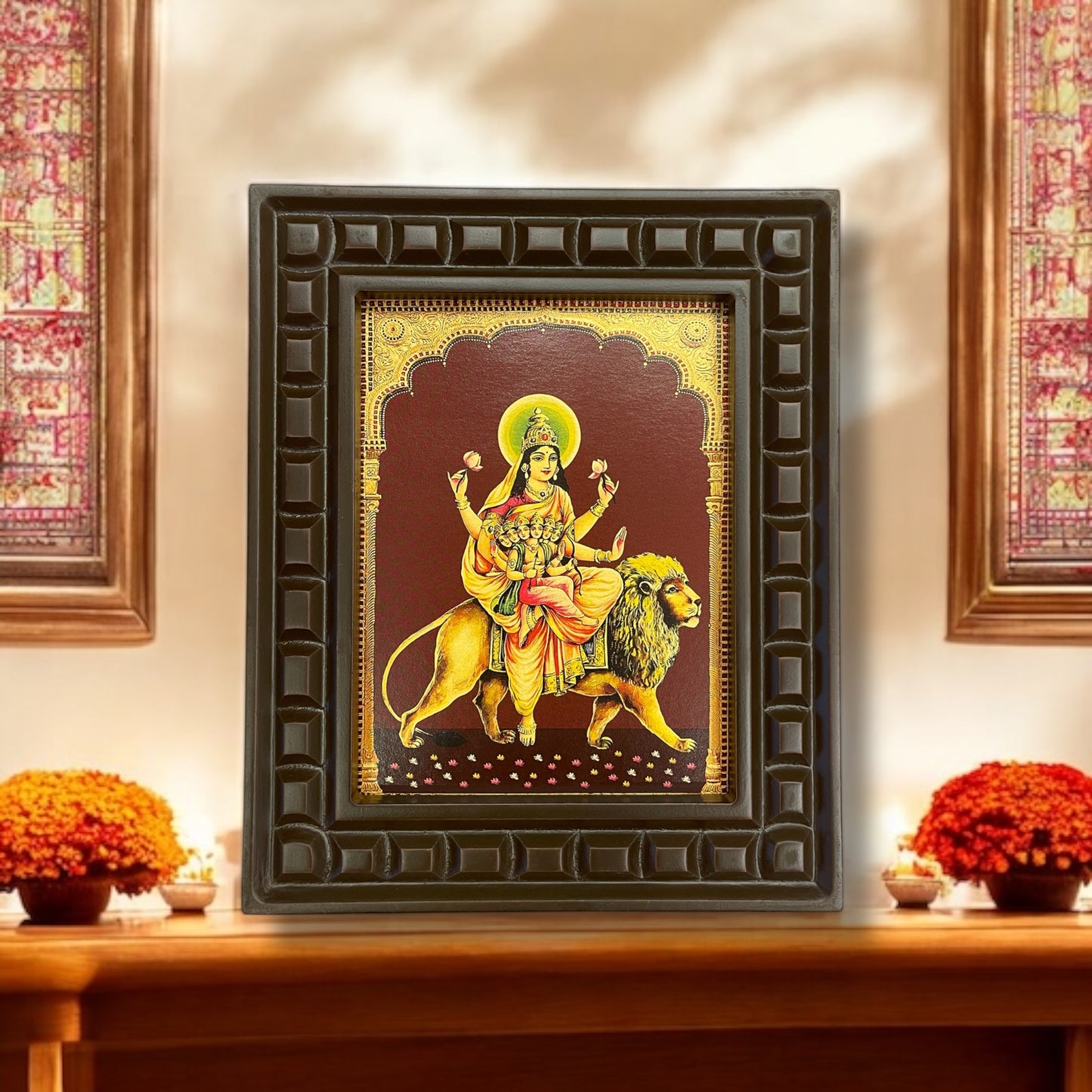 Skandamata Gold Leafed Art With Wooden Frame