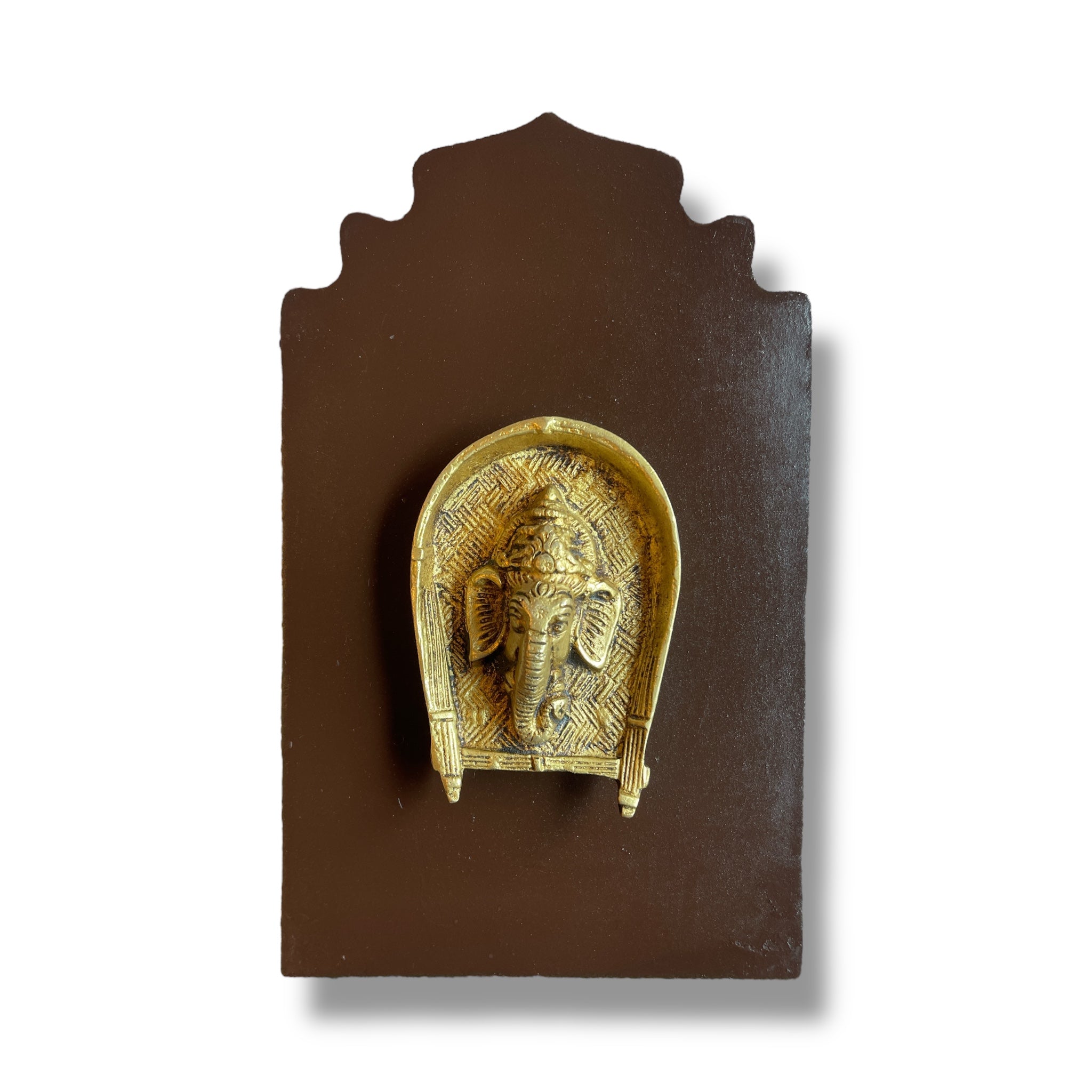 Brass Ganesha on Wooden Base