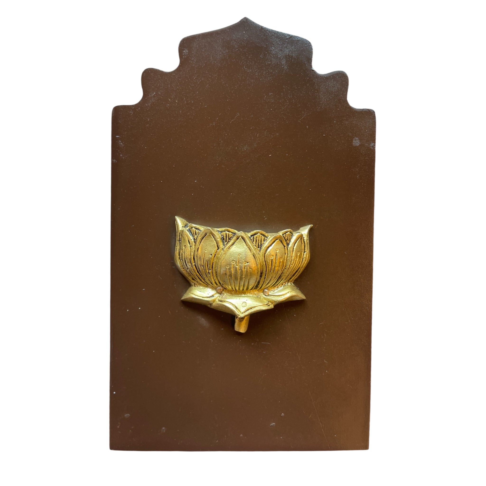 Brass Lotus on Wooden Base