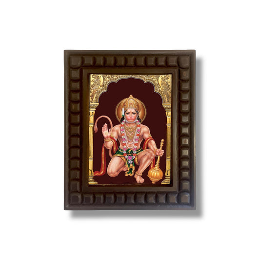 Hanuman Gold Foiled Art within wooden frame