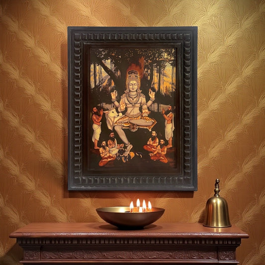 Dakshinamurthy Gold Leafed Art With Wooden Frame