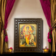 Dattatreya -3 gold foiled artwork in wooden frame
