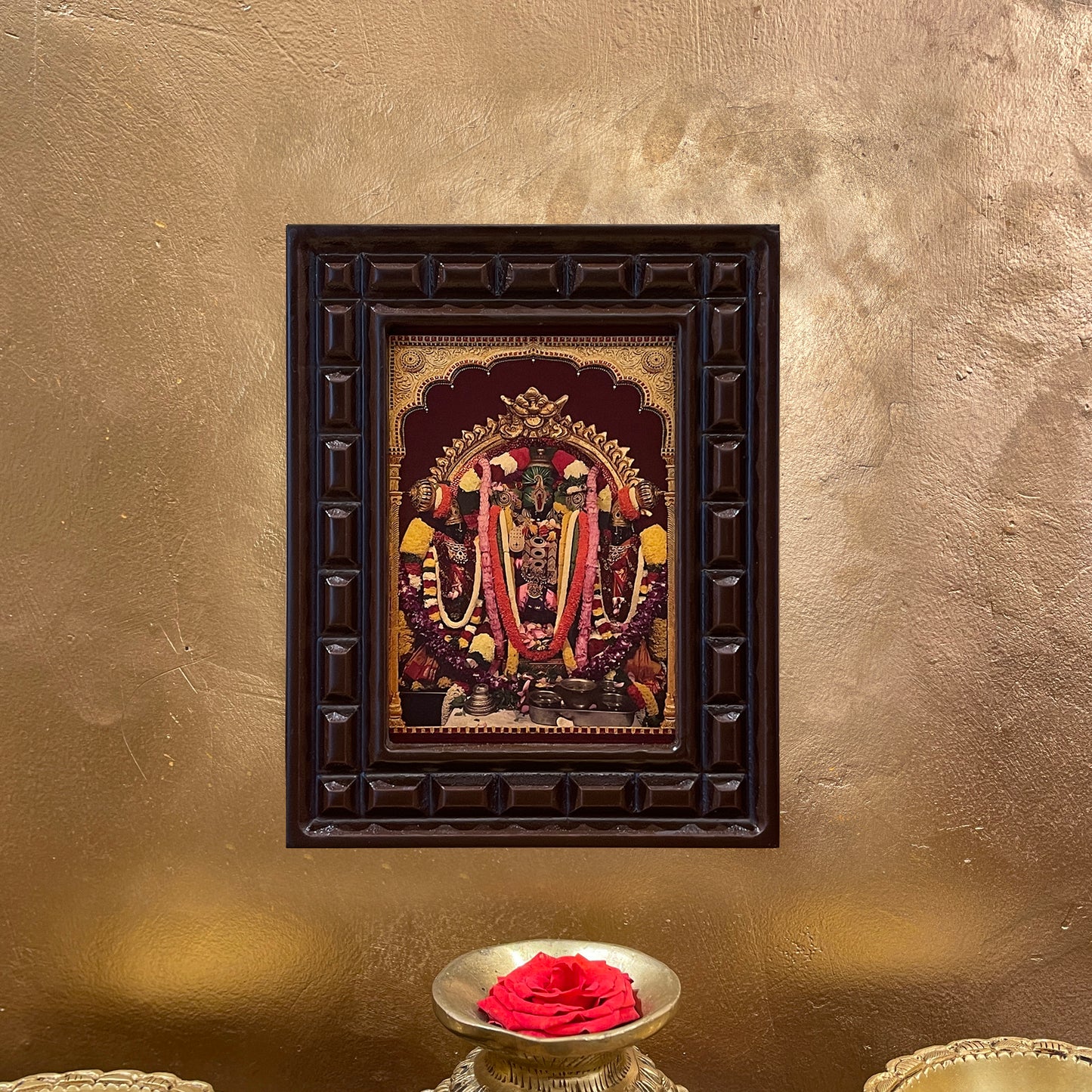 Champakadhama Swamy Gold Leafed Art | Vishnu Devotional Wall Frame