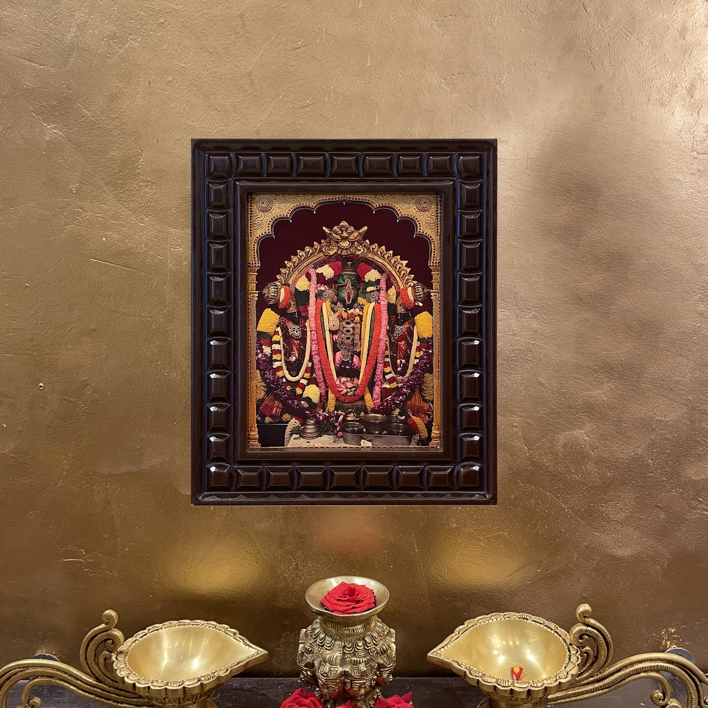 Champakadhama Swamy Gold Leafed Art | Vishnu Devotional Wall Frame