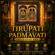 Tirupati Balaji with Padmavati Gold Leaf Art Frame | Premium Wooden Temple Wall Decor | Luxury Spiritual Artwork.