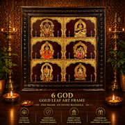 6 God Gold Leaf Art Frame | Luxury Multi Deity Wall Decor