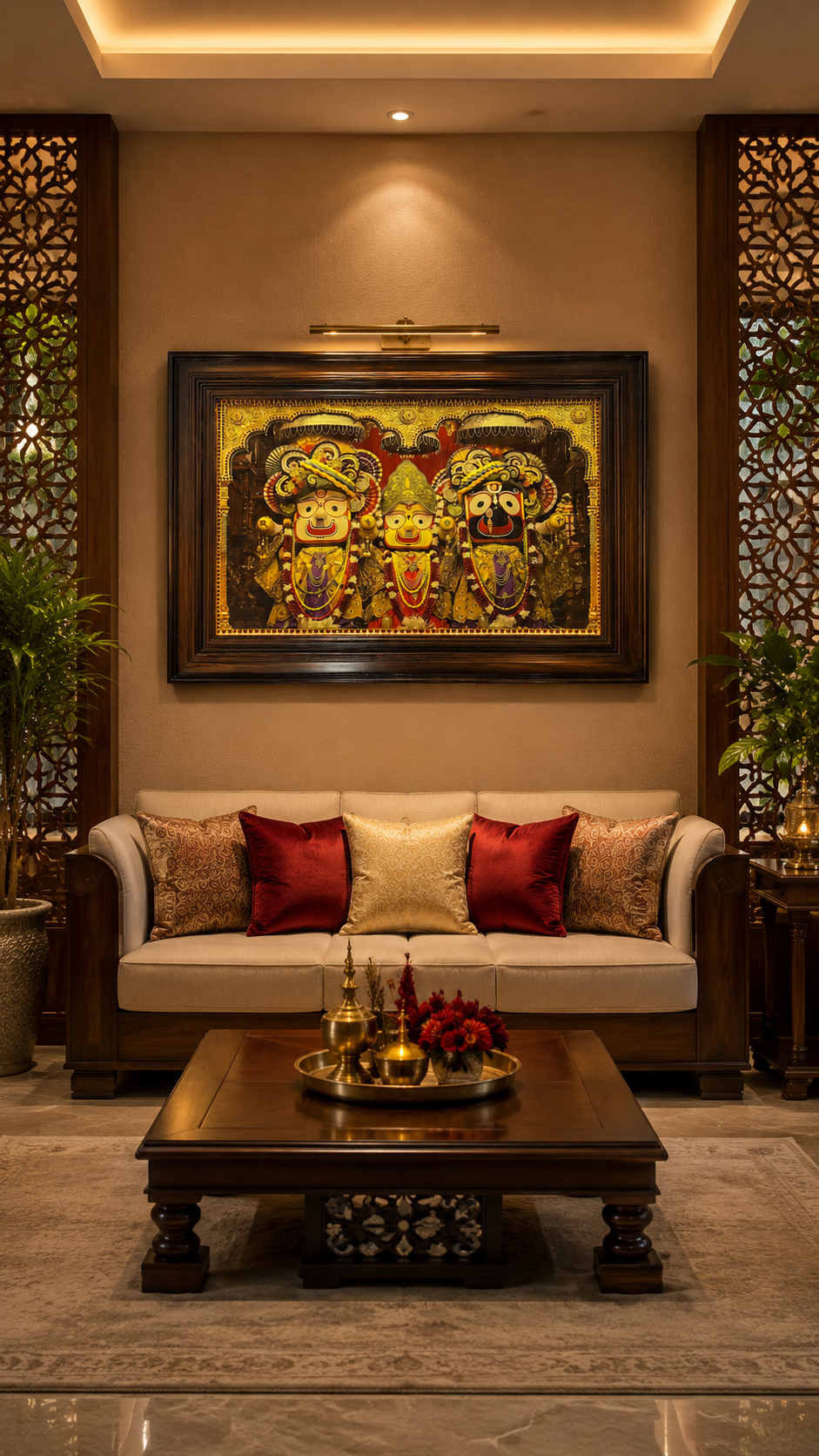 Jagannath Gold Leaf Art with Rosewood Frame | Luxury Puri Jagannath Wall Art | ESTUDIO