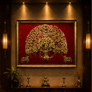 Brass Kalpavriksha Tree of Life with Kamadhenu  Luxury Wall Art.