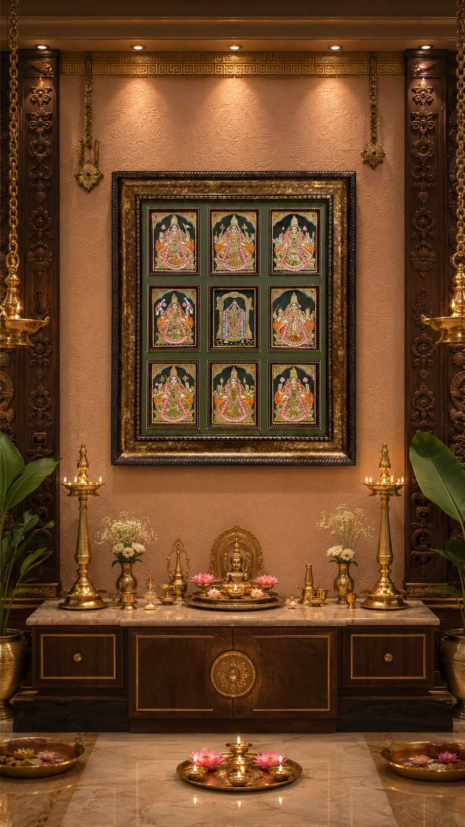 Ashta Lakshmi with Tirupati Balaji – A Divine Tanjore Masterpiece