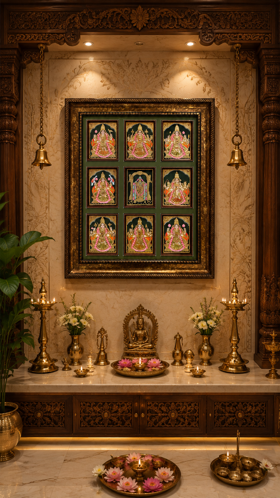 Ashta Lakshmi with Tirupati Balaji – A Divine Tanjore Masterpiece