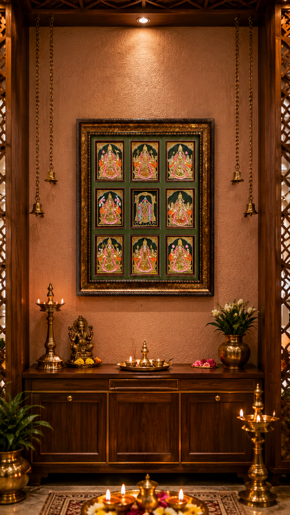 Ashta Lakshmi with Tirupati Balaji – A Divine Tanjore Masterpiece