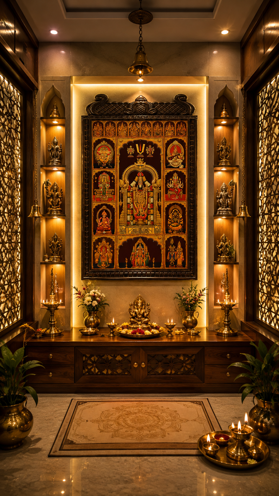 Tirupati Balaji with 9 Gods & Ashta Lakshmi Gold Leaf Art