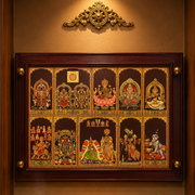 10 Gods in One Frame | Gold Leaf Art on Rosewood & Teak wood Frame | Luxury Pooja Room Wall Art – ESTUDIO