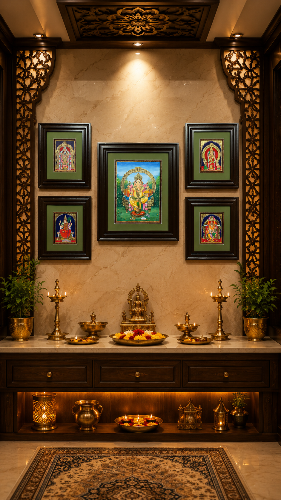 5 Gods in One Frame Tanjore Paintings