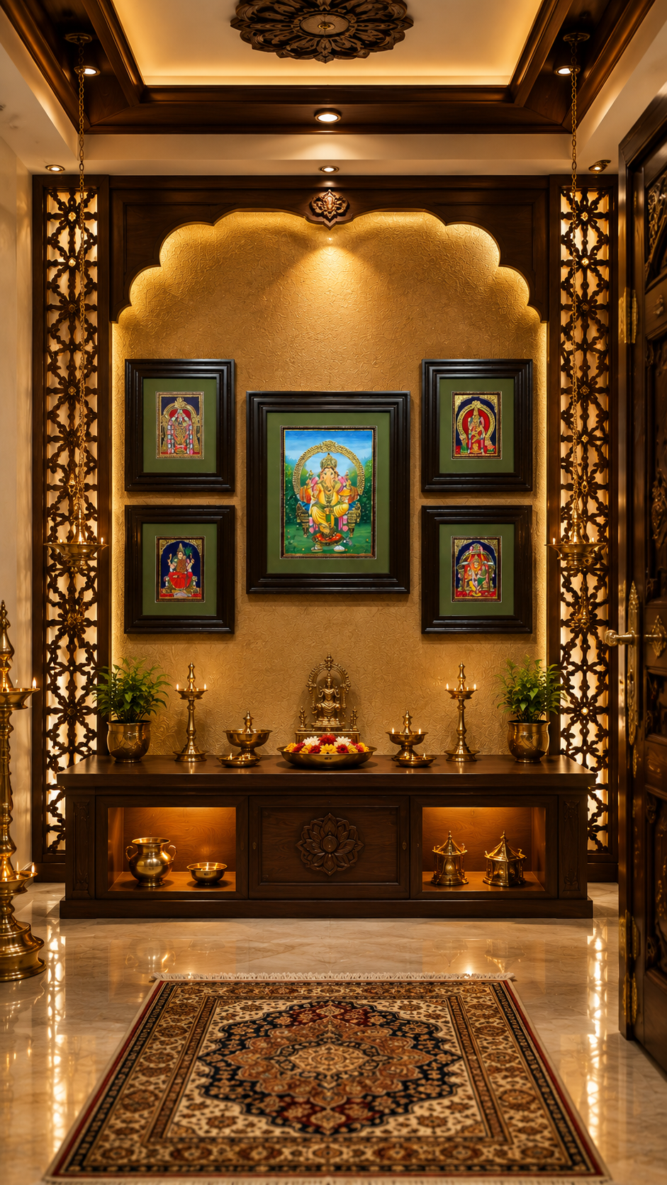 5 Gods in One Frame Tanjore Paintings