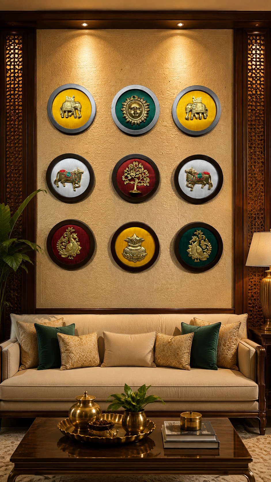 Luxury 9-Piece Brass Wall Art Set, Traditional Indian Decor  Estudio