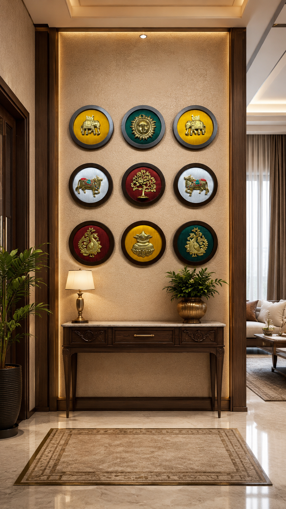 Luxury 9-Piece Brass Wall Art Set, Traditional Indian Decor  Estudio