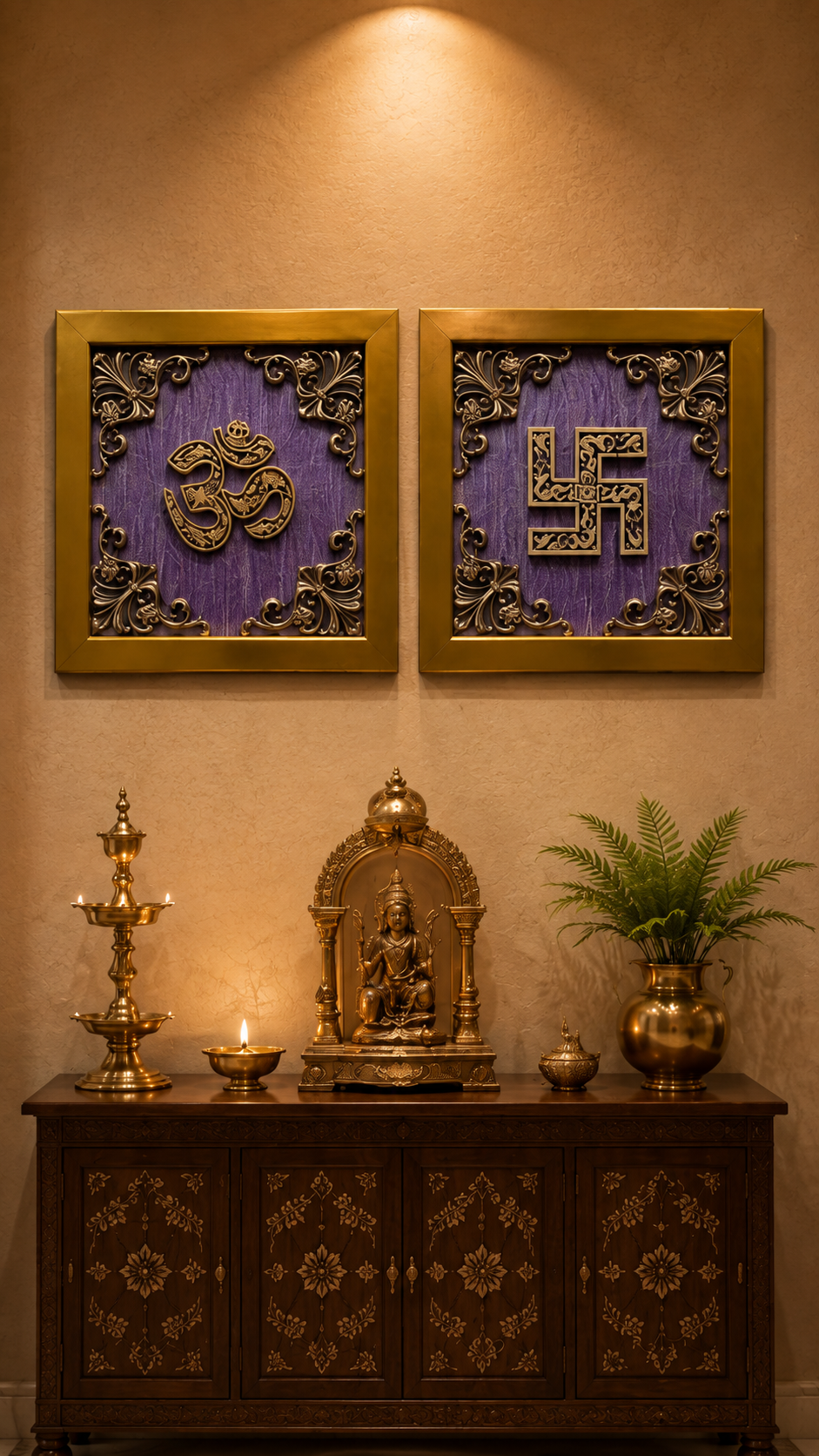 Brass Om & Swastik Wall Decor Designs | 10 Rich Silk Colors