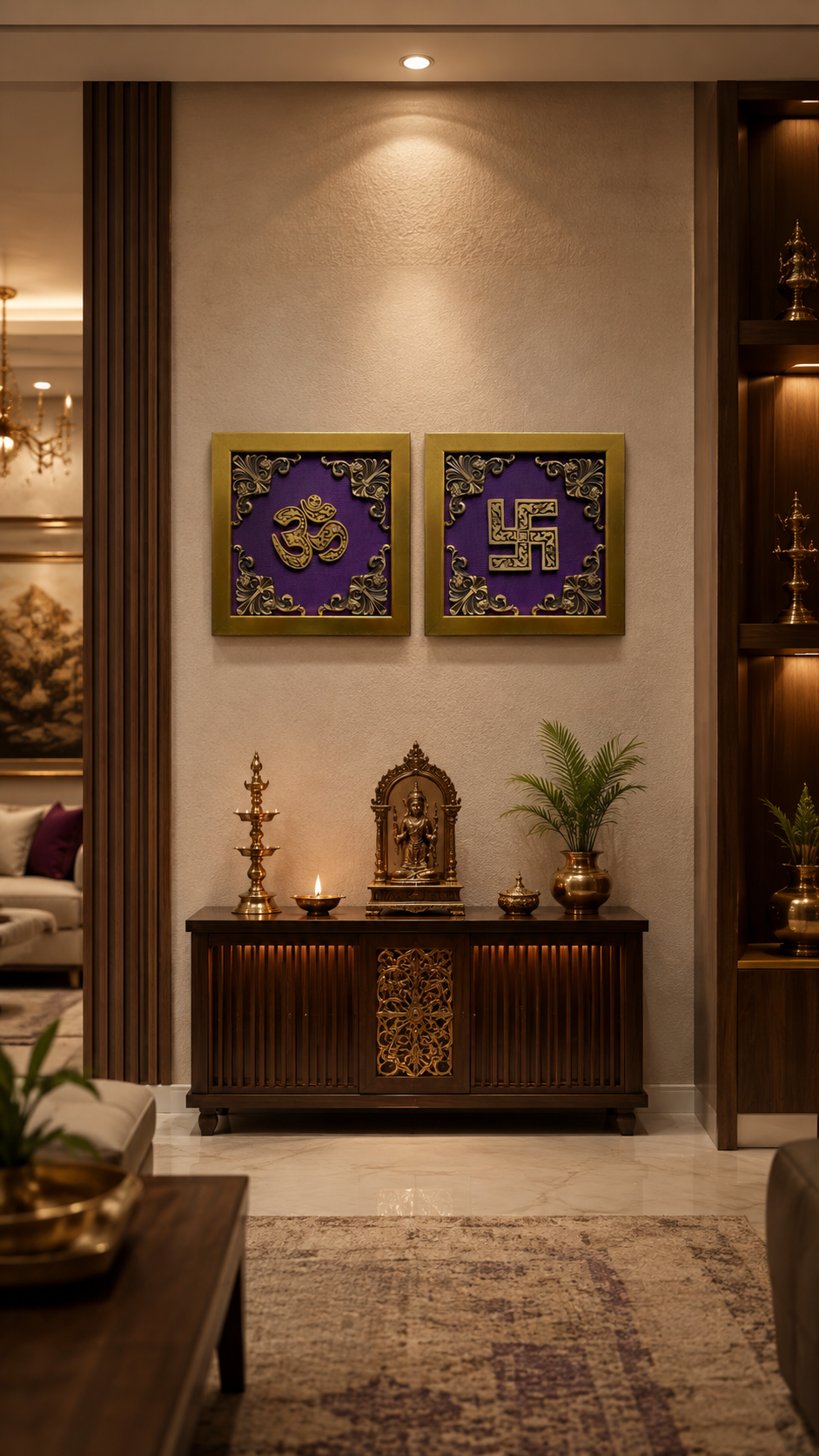Brass Om & Swastik Wall Decor Designs | 10 Rich Silk Colors