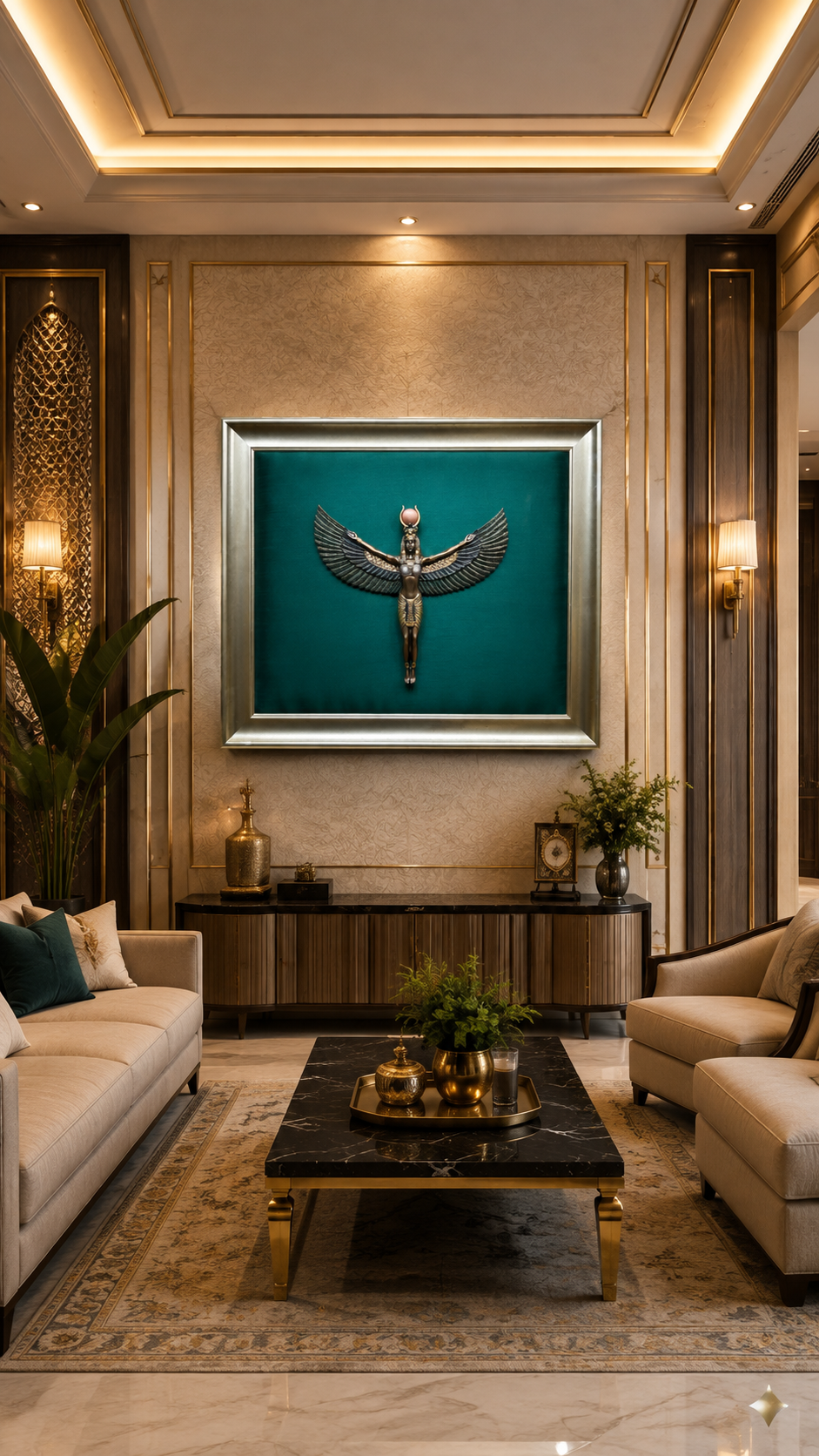 Divine Guardian – Egyptian Goddess Winged Bronze Wall Art | Luxury Home Decor