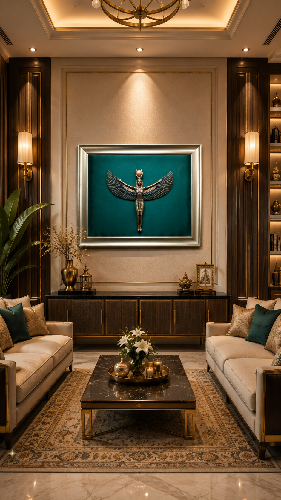 Divine Guardian – Egyptian Goddess Winged Bronze Wall Art | Luxury Home Decor
