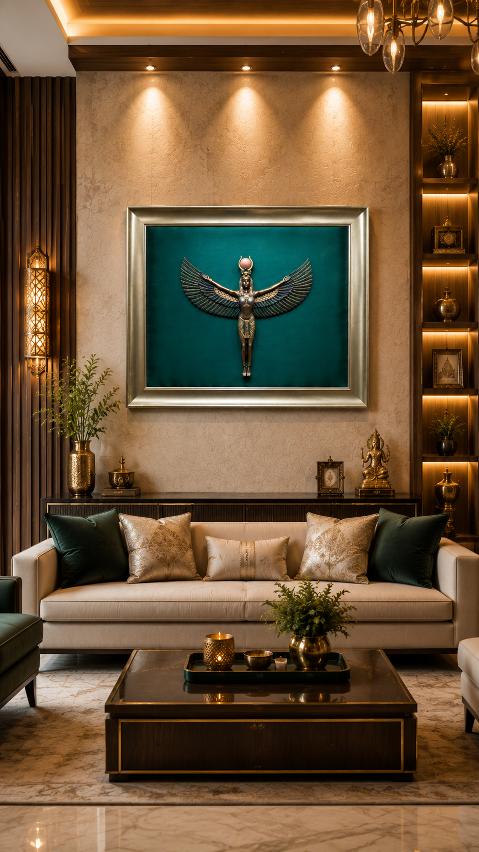 Divine Guardian – Egyptian Goddess Winged Bronze Wall Art | Luxury Home Decor