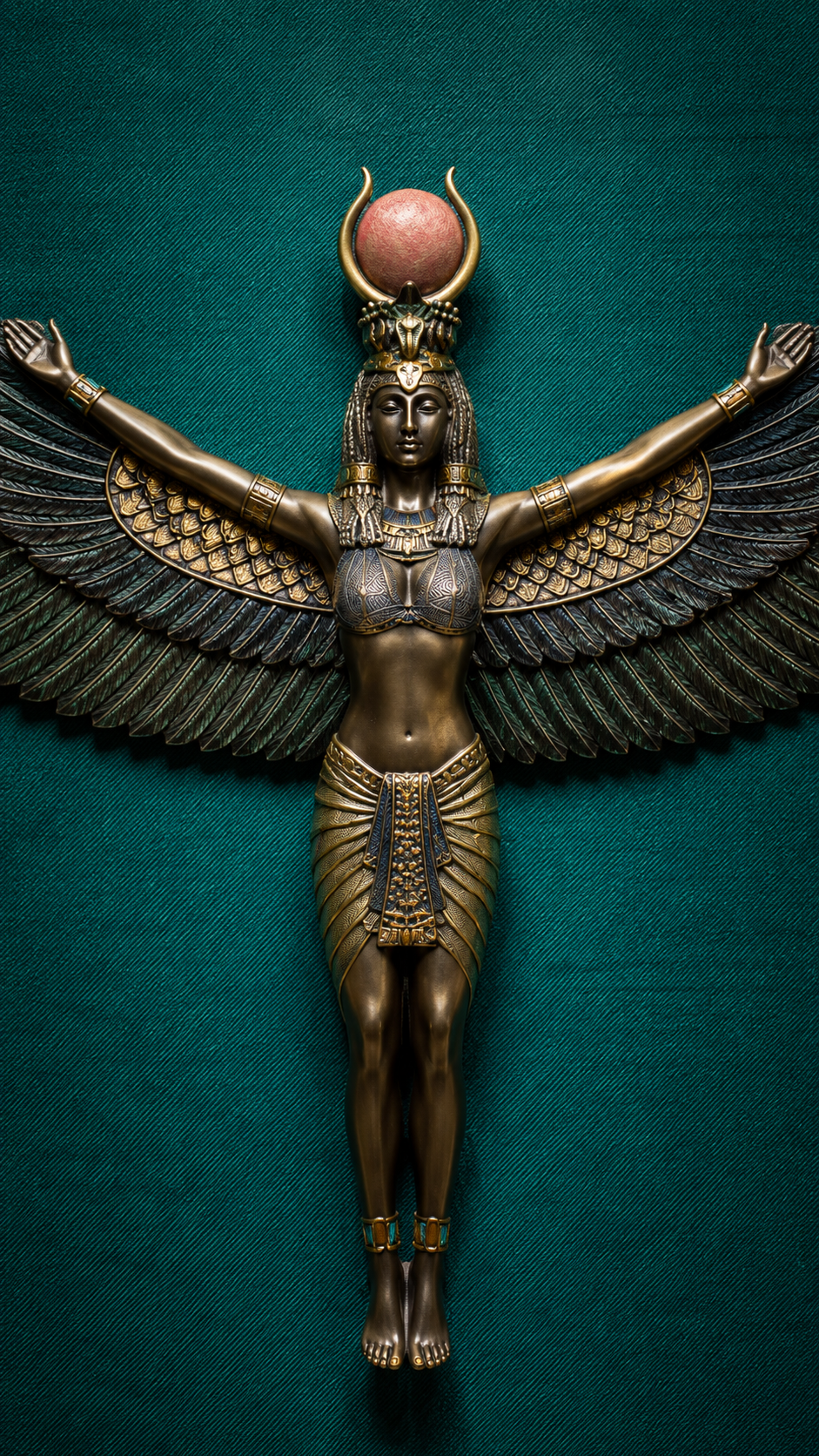Divine Guardian – Egyptian Goddess Winged Bronze Wall Art | Luxury Home Decor
